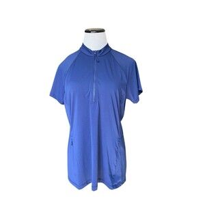 Title Nine Sunbuster 1/2 Zip Sun Shirt Womens Size L Blue UPF 50 Hiking Gorpcore